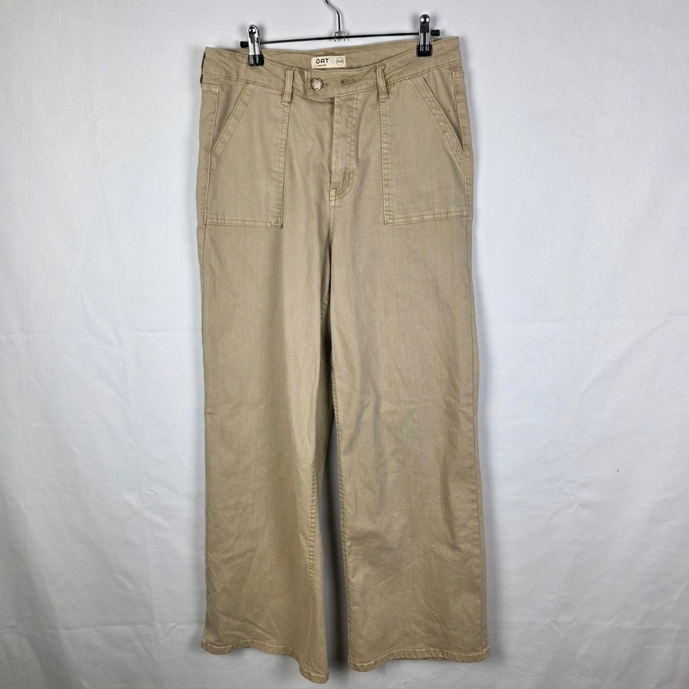 OAT New York Khaki Wide Leg Pants Women Size 8/29 Uniform Neutral Minimalist